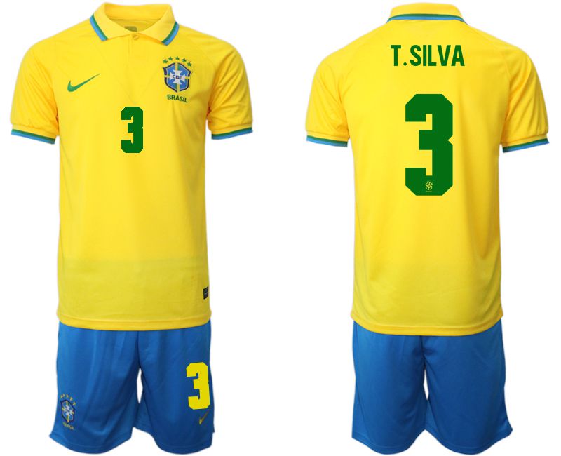 Men 2022 World Cup National Team Brazil home yellow 3 Soccer Jersey